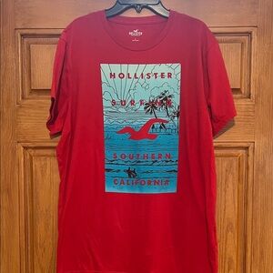 Hollister Bright Red Logo Crewneck Tee